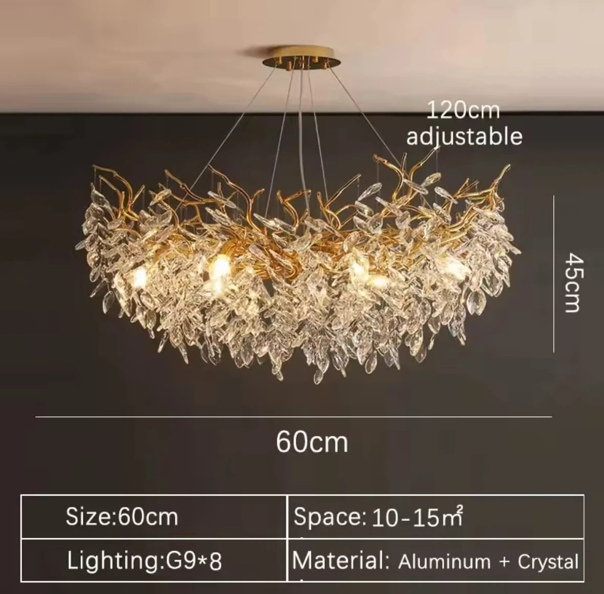 Luxury Gold Crystal LED Chandelier — Dining & Living Room