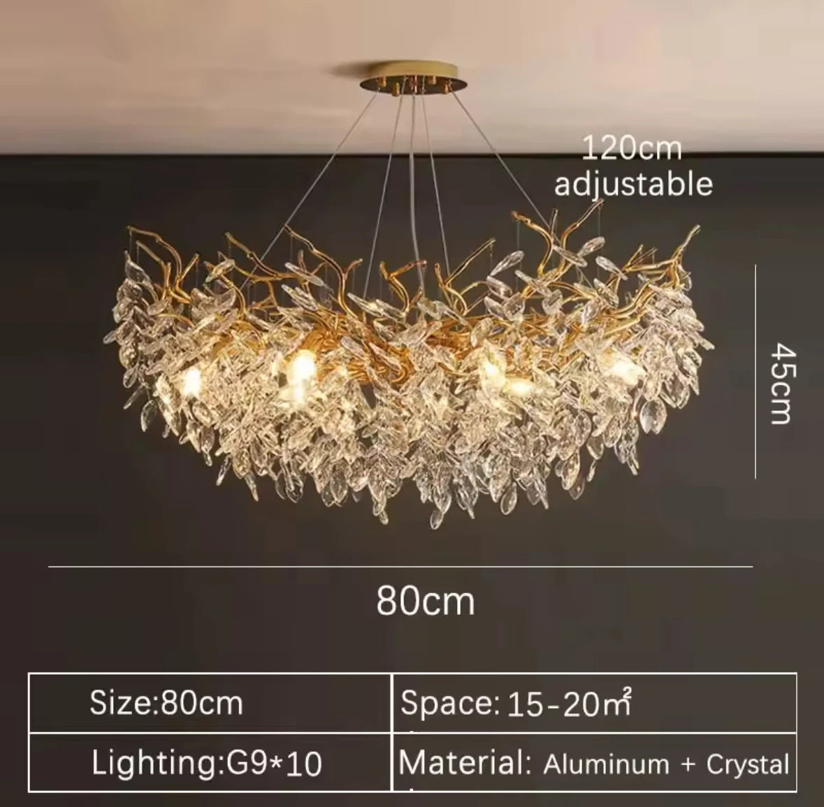 Luxury Gold Crystal LED Chandelier — Dining & Living Room