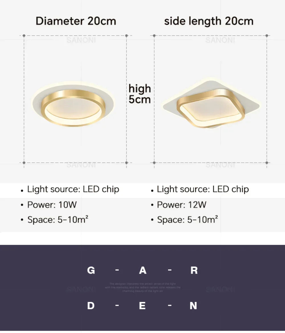 DINDALLED Modern LED Ceiling Light for Corridor Stairs Bedroom Bathroom, Round Flush Mount Chandelier Indoor Lighting Fixture,