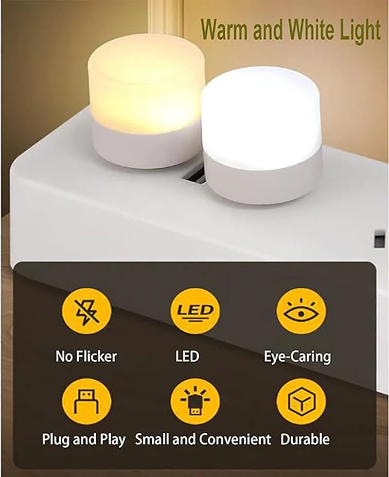 Mini USB Night Light Warm White Eye Protection Book Reading Light USB Plug Computer Mobile Power ...