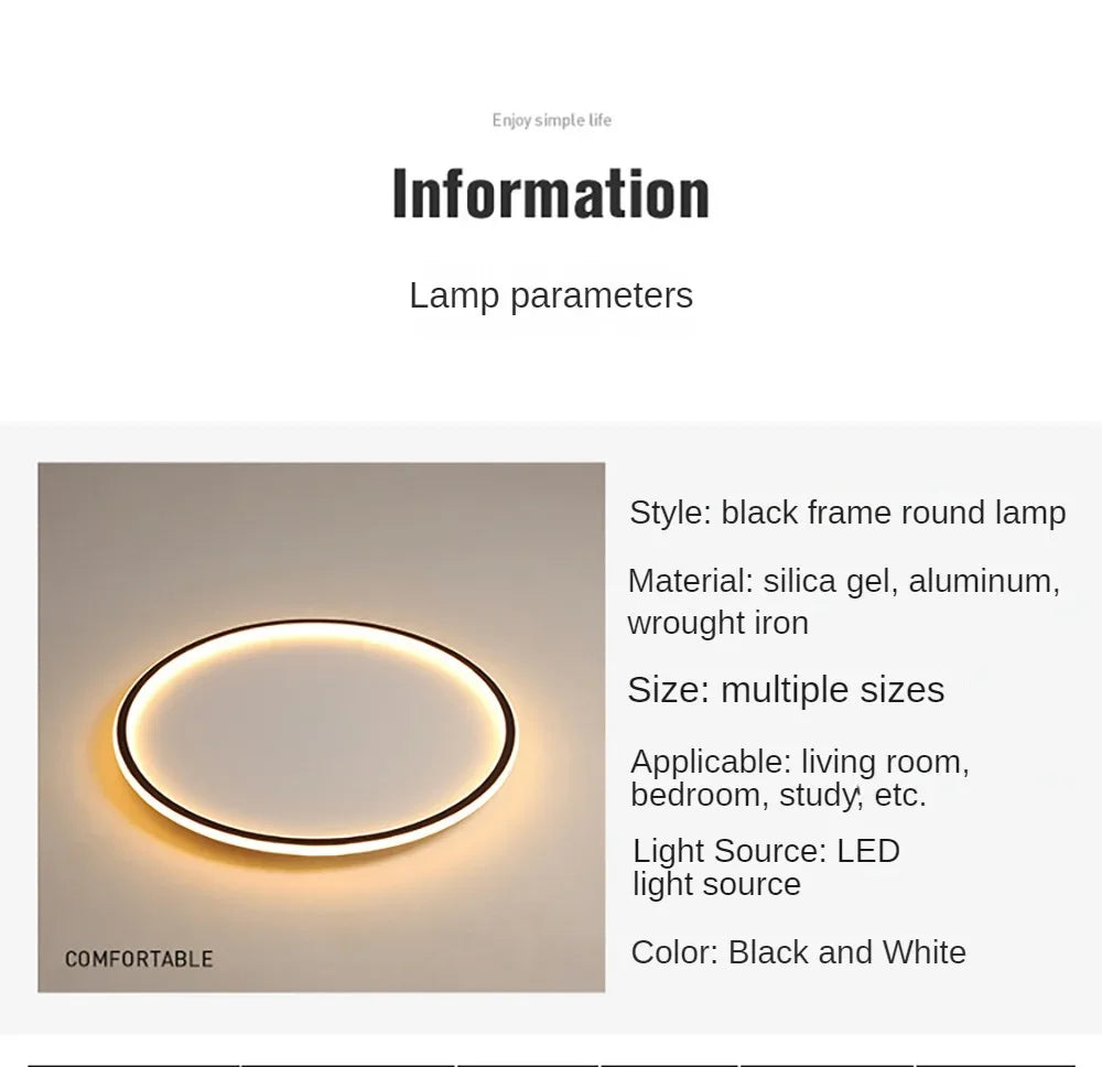 Nordic Minimalist LED Ceiling Light For Bedroom Living Room Aisle Study Room Balcony Circular Remote Control Lighting Chandelier