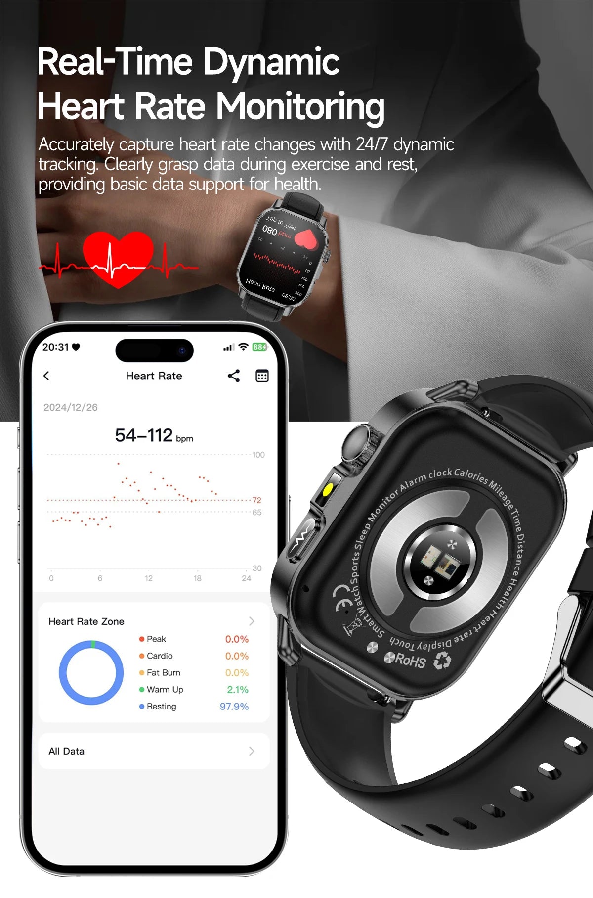 2026 Fashion Health Smart Watch Women 2.0"AMOLED ECG Physical Examination Fat Uric Acid Heart Rate BT Call Smartwatch For Ladies