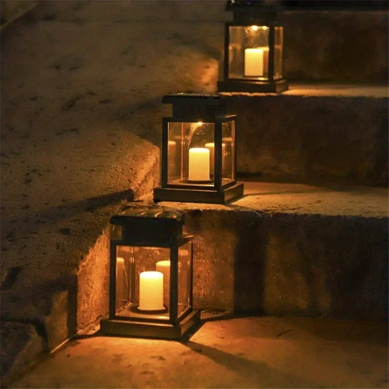 Solar Palace Lantern Hanging Candle Lamp Outdoor Solar Lights Decor Item for Lawn Landscape Patio Floor Yard Garden Atmospheric