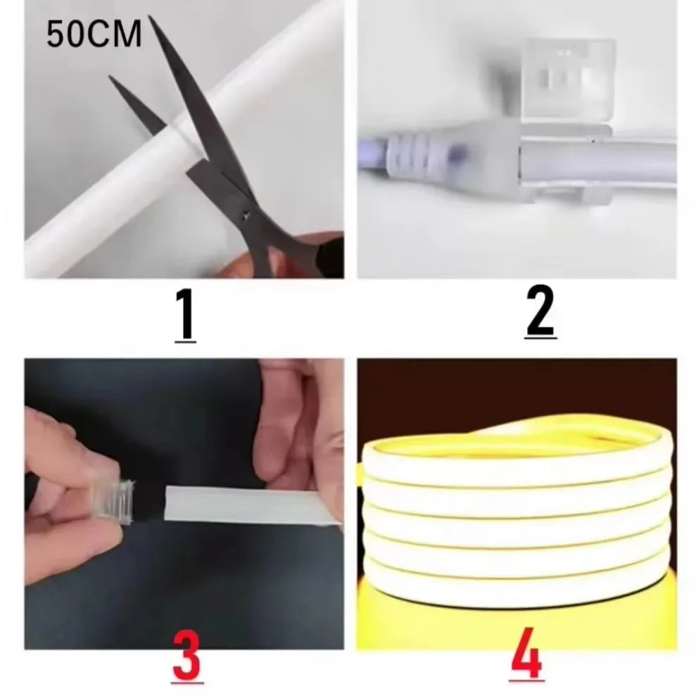 1-30M COB LED Lamp Strip 288LEDs/m RA90 Outdoor IP65 Waterproof Switch/Dimmable Power EU Plu...