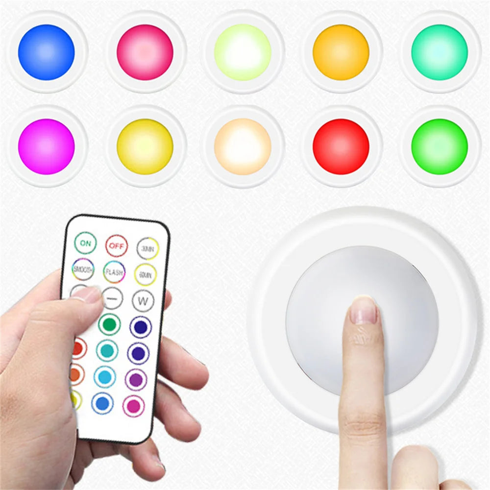 RGB Color Under Cabinet Light Wireless LED Light Remote Control 12 Color Touch Dimmable Night Lig...