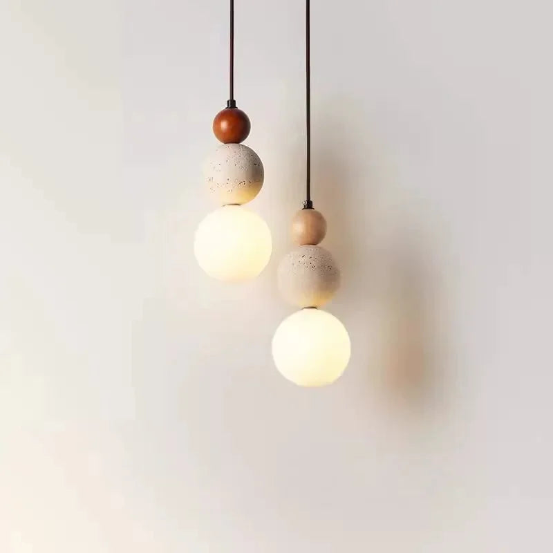 Cream Style Pendant Lamp Bedroom Bedside Led Chandelier Stone Wood Light Designer Bauhaus Medieval Restaurant Bar Small Lights