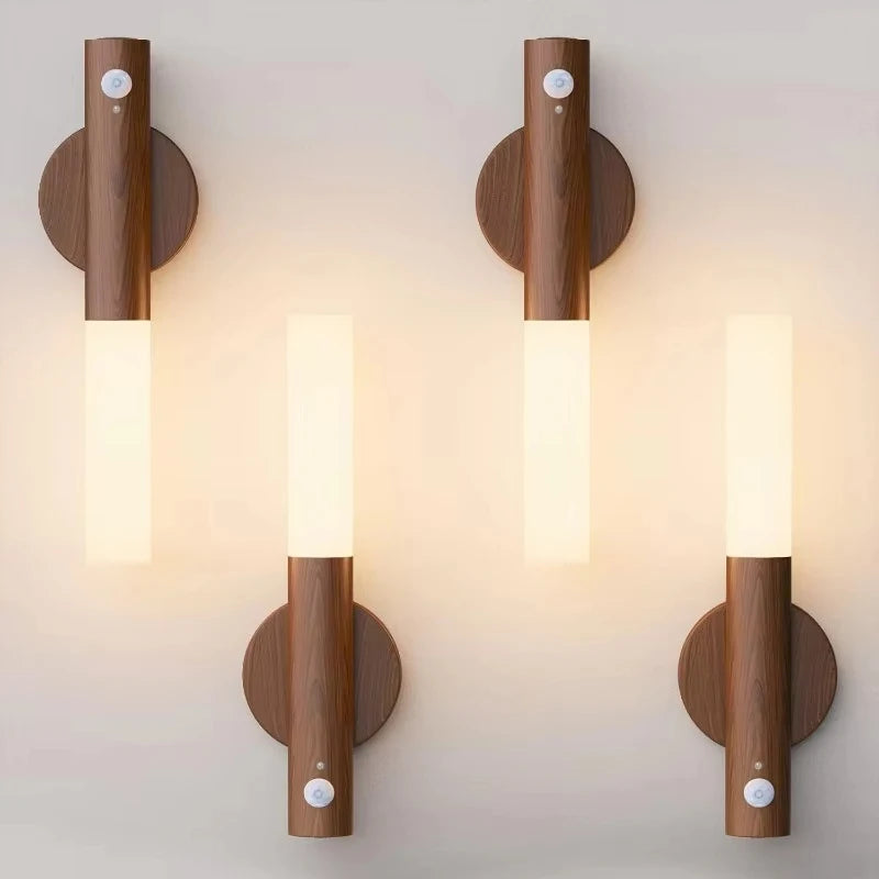 Night Light Motion Sensor Night Lights Rechargeable Wall Sconces Magnetic Wall Lights Wooden Wall...
