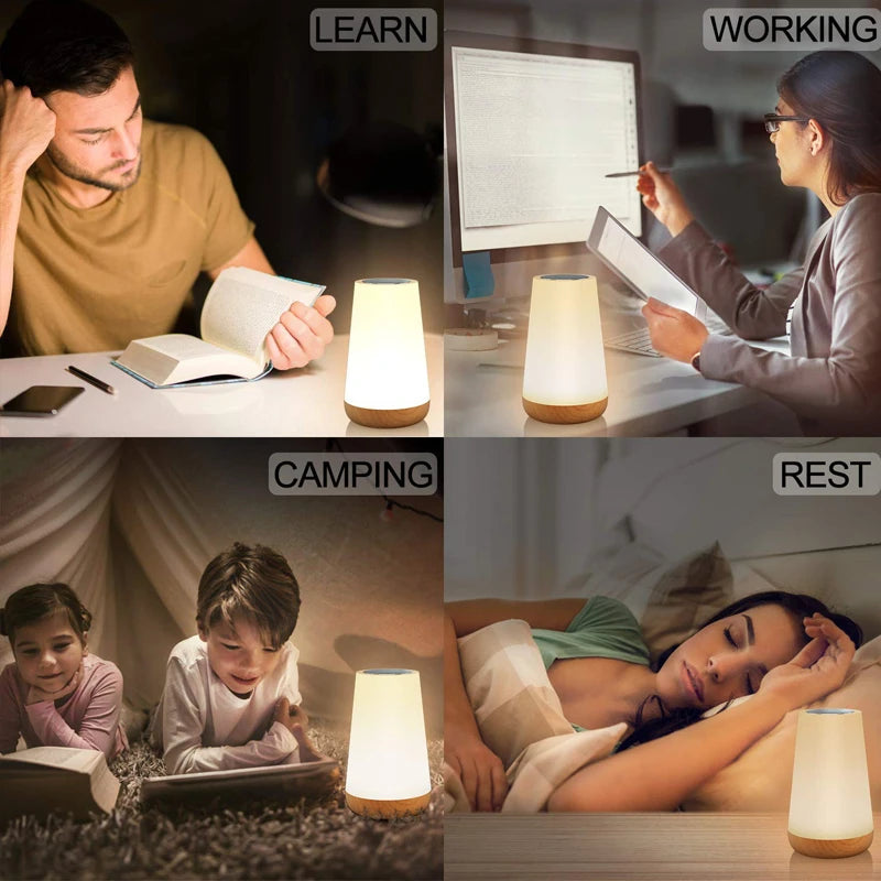 Table Lamp Bedside Lamp For Bedroom 13 Color Changing Touch Night Light RGB Remote Dimmable USB R...