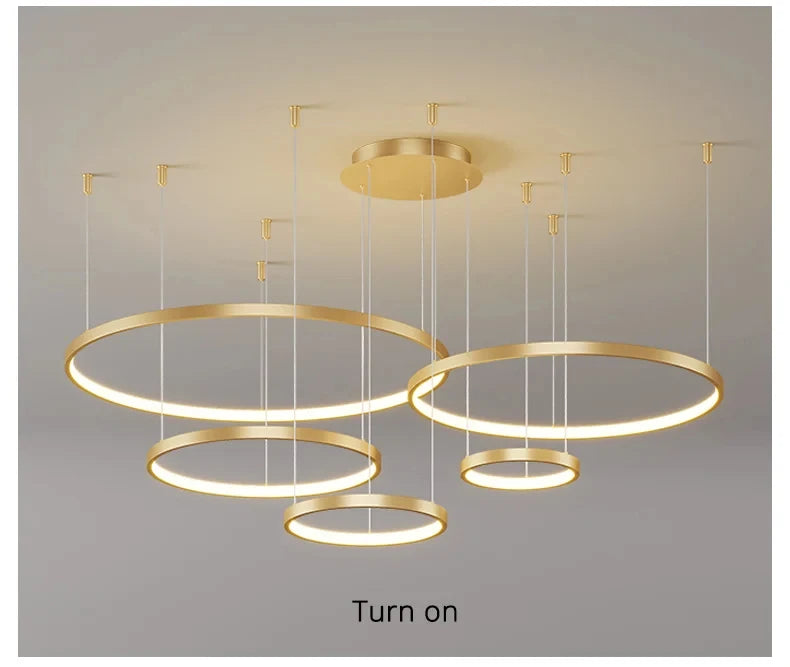 Nordic Led Ceiling Chandelier Modern Circular Ring Chandelier For Dining Room Bedroom Living Room Home Indoor Lighting Decor