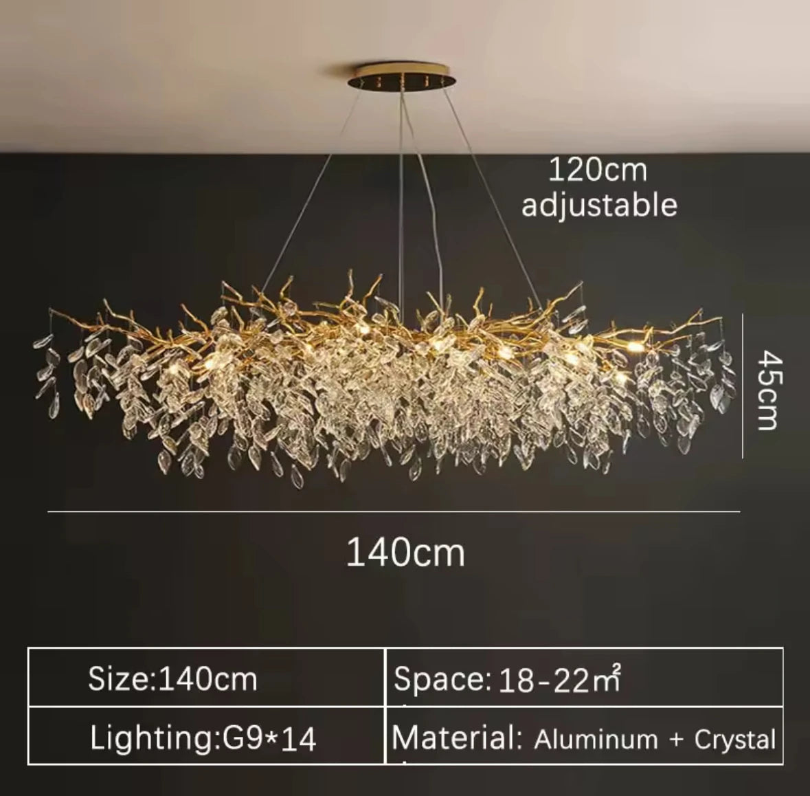 Luxury Gold Crystal LED Chandelier — Dining & Living Room