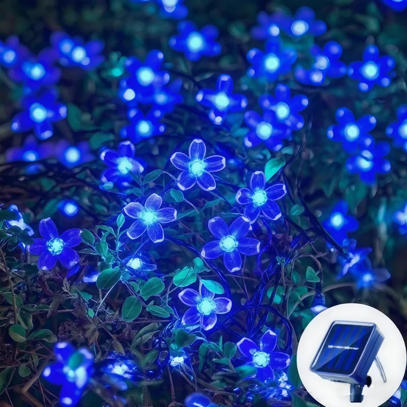 Solar Cherry Garden Flower LightsBattery-operated Garland Solar Outdoor Waterproof Lawn Pathway Christmas Decoration