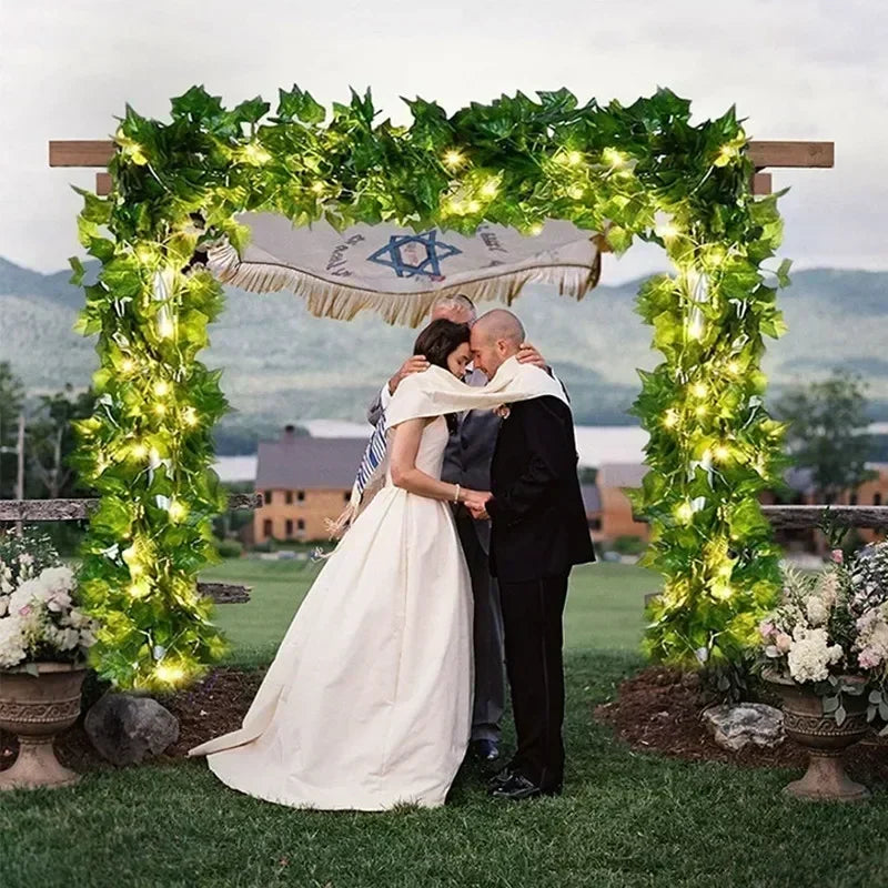 Artificial Vine Fairy Lights Flower Green Leaf String Lights Christmas Tree Garland Light for Wee...