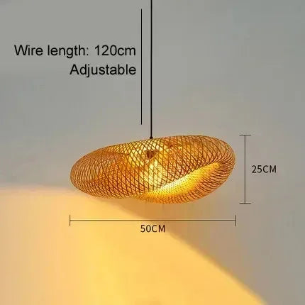 40-80cm Bamboo Weaving LED Pendant Light HandMade Vintage Home Hanging Chandelier Lampshade Dining Living Room Indoor...