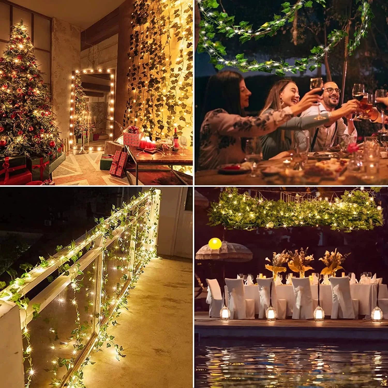 Artificial Vine Fairy Lights Flower Green Leaf String Lights Christmas Tree Garland Light for Wee...