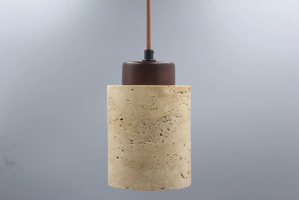 YOKO Wabi-Sabi Yellow Travertine Pendant Light, Japanese Cave Stone for Kitchen Island Restaurant Bedroom Bedside Home Decor