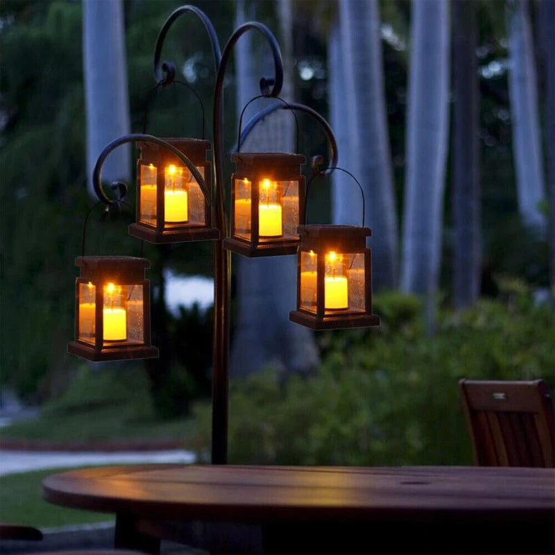 Solar Palace Lantern Hanging Candle Lamp Outdoor Solar Lights Decor Item for Lawn Landscape Patio Floor Yard Garden Atmospheric