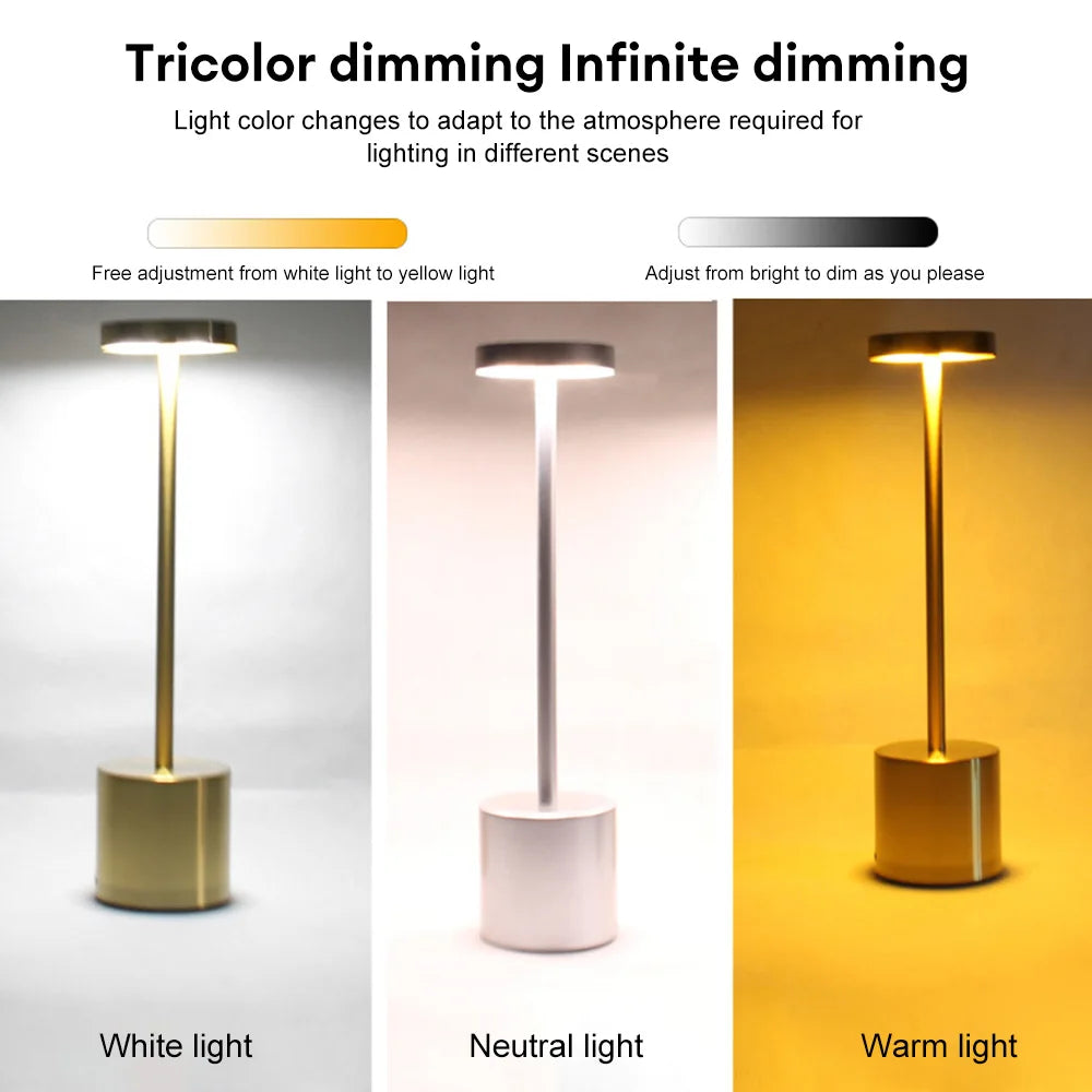 LED Table Lamp Touch Sensor Night Light USB Rechargeable Portable Bedroom Night Light Wireless Reading Lamp Restaurant Hotel Bar