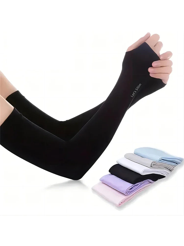 Ice Silk Sun Protection Arm Covers Unisex Elbow Cover Outdoor Cycling Running Fishing Driving Cool Anti-UV Arm Sleeves 1 Pair