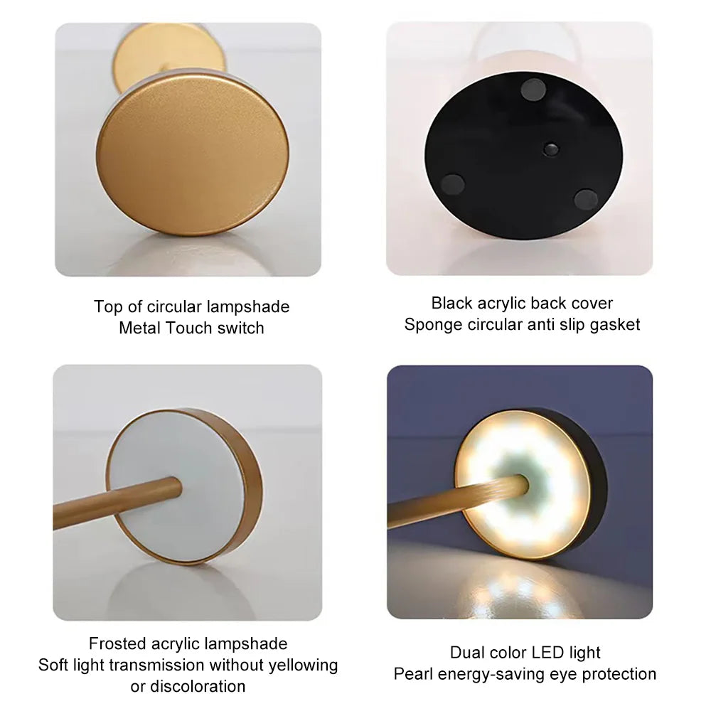 LED Table Lamp Touch Sensor Night Light USB Rechargeable Portable Bedroom Night Light Wireless Reading Lamp Restaurant Hotel Bar