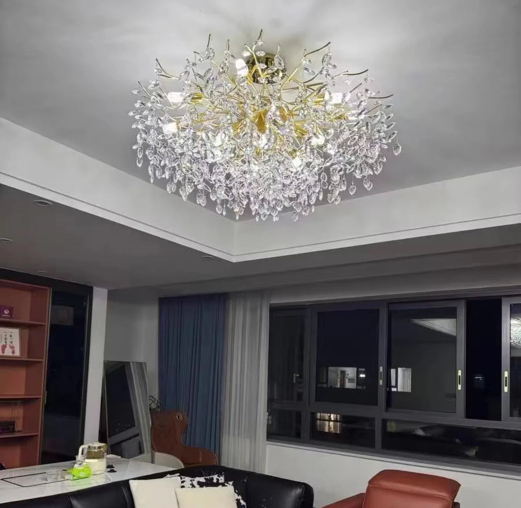 Luxury Gold Crystal LED Chandeliers Living Dining Room Bedroom Lighting Lustre Ceiling Pendant Lamps Indoor Villa Lights Fixture
