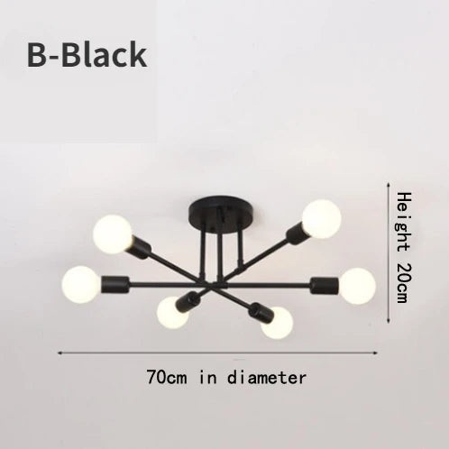 Dropshipping Modern Sputnik Chandelier Nordic Semi Flush Mount Ceiling Lamp Brushed Antique Gold Home Decor Lighting ...