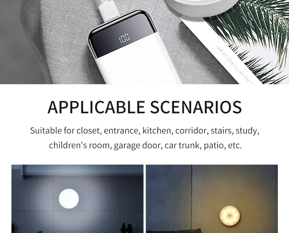 LED Motion Sensor Light Night Light USB Rechargeable Night Lamp for Kitchen Cabinet Wardrobe Lamp...