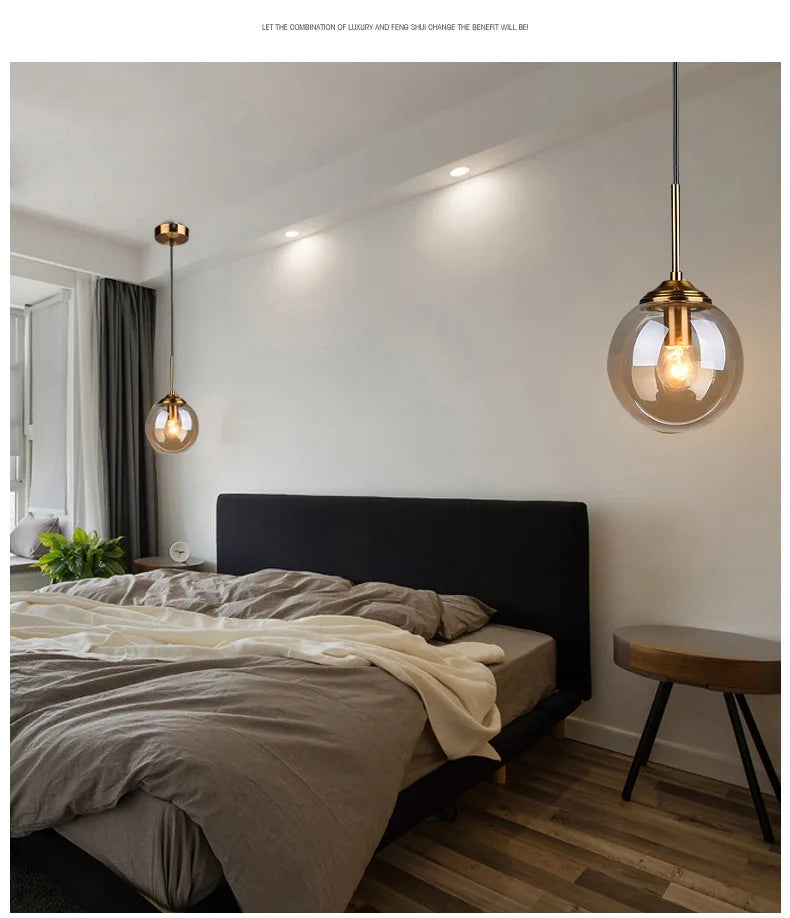 Modern Glass Hanging Lamp E27 Clear Amber Stone Chandelier  Nordic Home Decor Lighting for Living Room Cord Pendant Lights