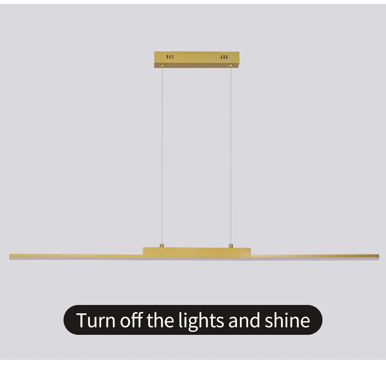 Modern Minimalist LED Pendant Light for Dining Room Adjustable Linear Chandelier in Gold Dimmable Hanging Lamp Fixture for Home