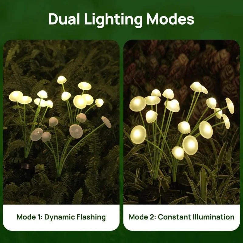 Solar Mushroom Garden Lights Swinging Fireflies Solar Lights IP65 Waterproof for Outdoor Garden Y...