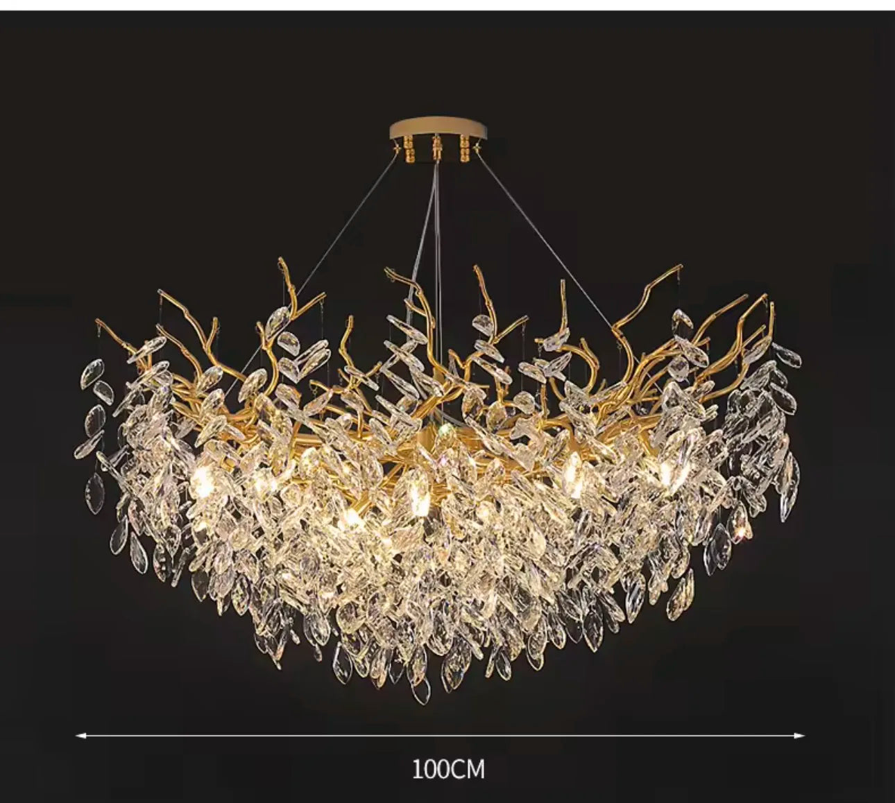Luxury Gold Crystal LED Chandeliers Living Dining Room Bedroom Lighting Lustre Ceiling Pendant Lamps Indoor Villa Lights Fixture