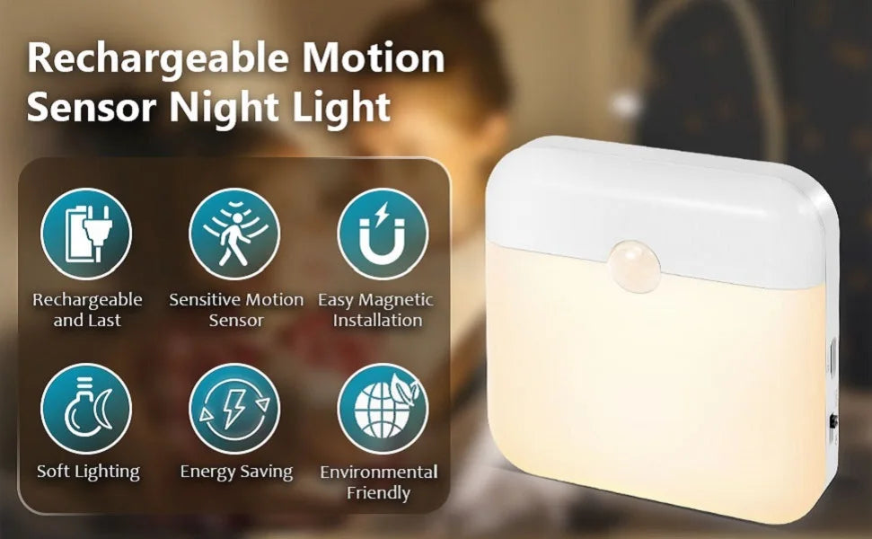 LED Induction Night Light, Wireless USB Charging Human Body Induction Wall Light Bedroom Corridor...