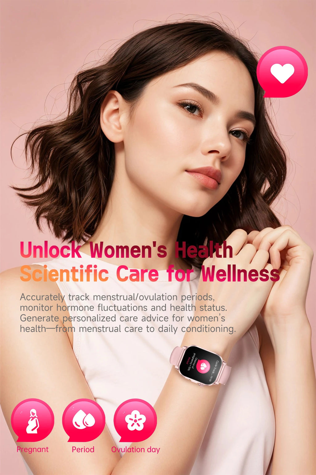 New Professional Health Watch Blood Pressure 2.01"AMOLED Screen Uric Acid Blood Lipids Flashlight Care Smart Watches for Women