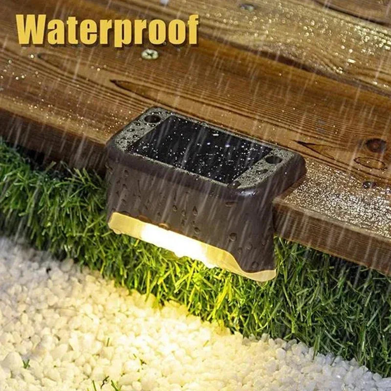 Warm White LED Solar Step Lights Outdoor Garden Path Stair Lights Waterproof Balcony Patio Fence ...