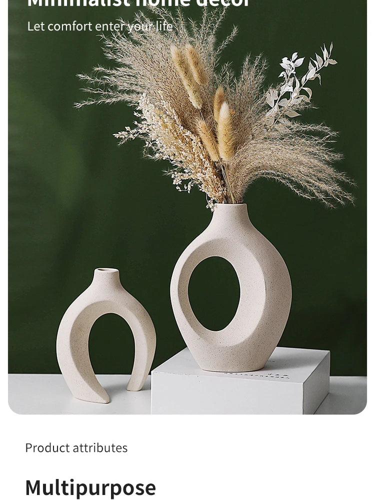 European Style White Plastic Vase Set Simple Creative Home Decor for Living Room Entryway TV Cabinet