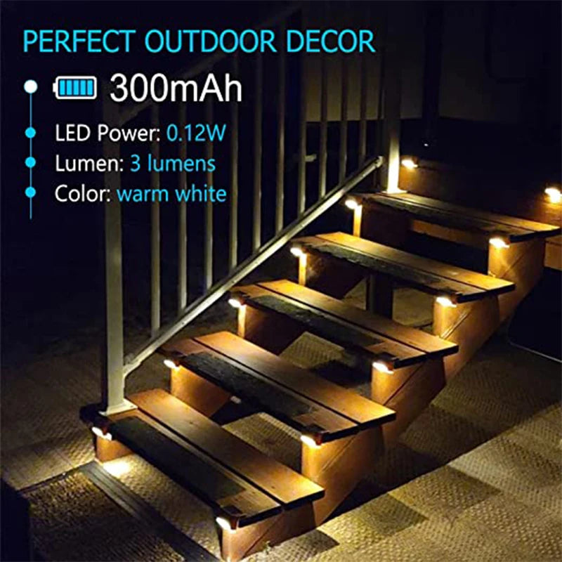Warm White LED Solar Step Lights Outdoor Garden Path Stair Lights Waterproof Balcony Patio Fence ...