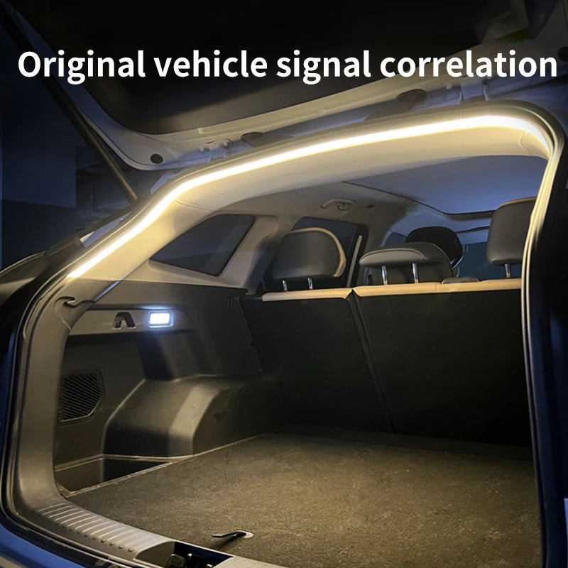 Car Trunk Led Light Strip Waterproof PVC Flexible Ambient Light Strip Automatic On/Off Hidden Ins...