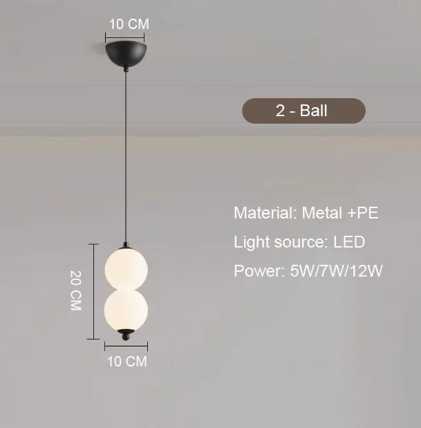 Bedside Pendant Lights for Bedroom Nordic 4 Ball Pendant Lamp for TV Background Kitchen Island Restaurant Dinning Roo...