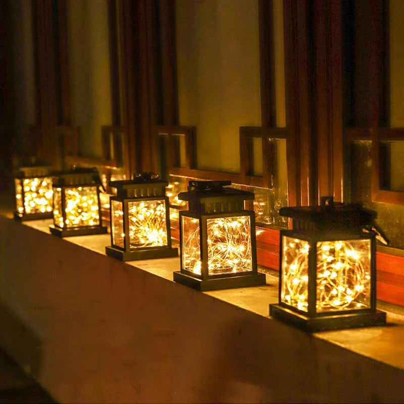 Solar Palace Lantern Hanging Candle Lamp Outdoor Solar Lights Decor Item for Lawn Landscape Patio Floor Yard Garden Atmospheric