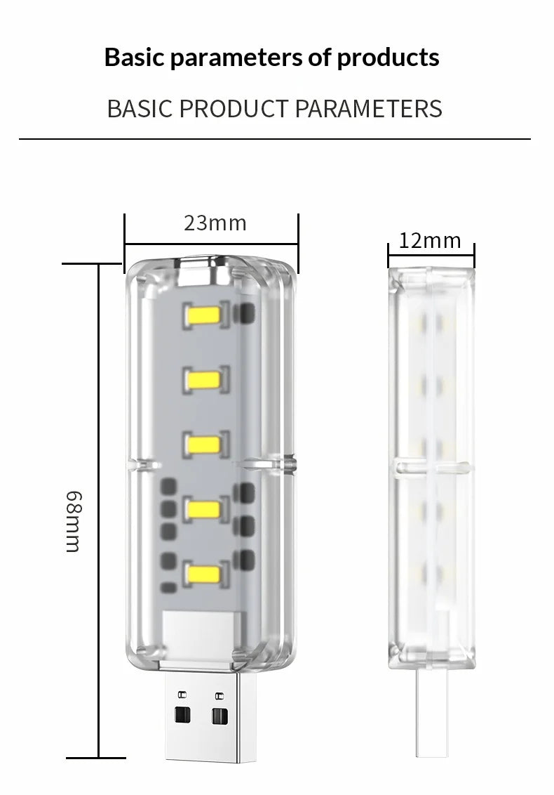 10LEDs USB Touch Dimming Night Light 5V Portable 3000K/6500K Bulb for Bedroom Study PC Laptop Mob...