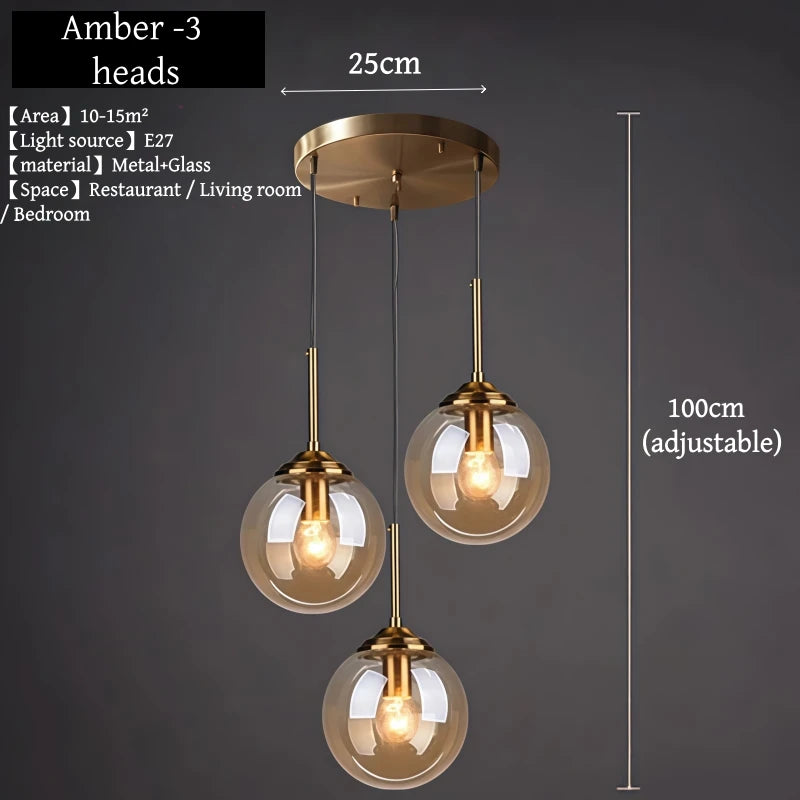 Modern Luxury Glass & Gold Pendant Chandelier — Nordic LED