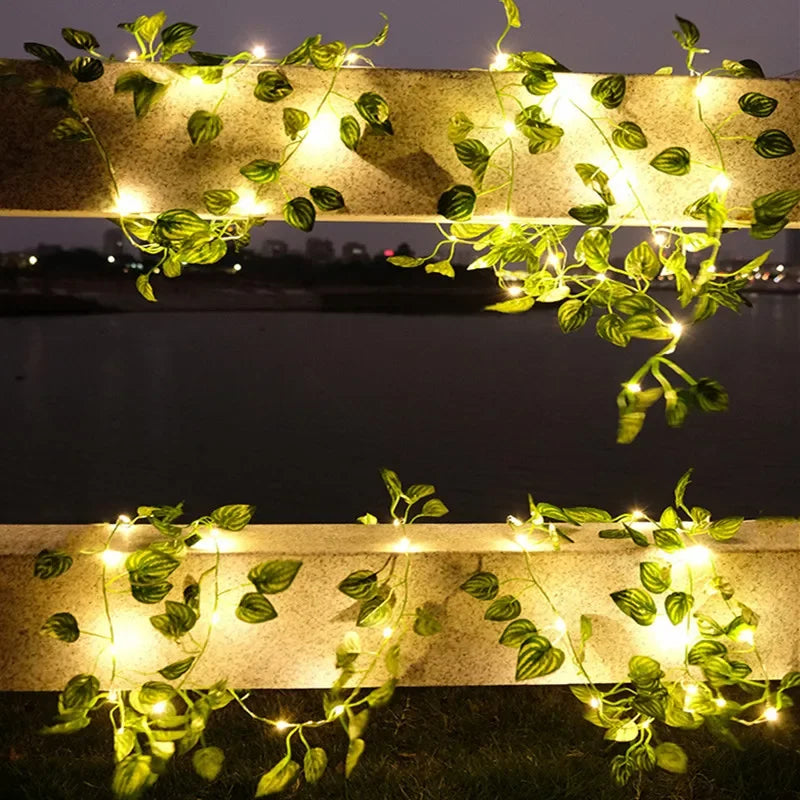 String Lights Artificial Vine Fairy Lights Battery Powered Christmas Tree Garland Light Flower Gr...