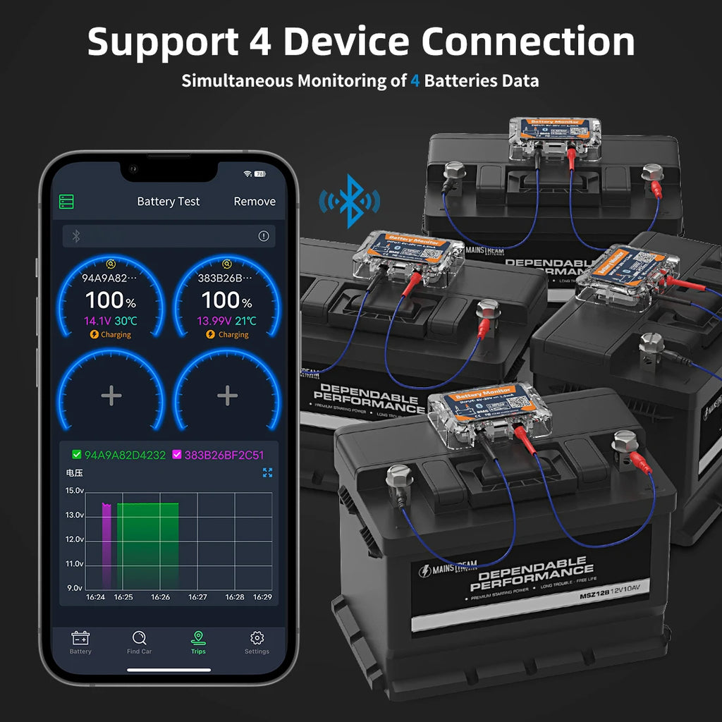 QUICKLYNKS BM6 12V Battery Monitory Wireless Bluetooth Car Battery Health Check APP Monitoring Battery Tester For Android IOS