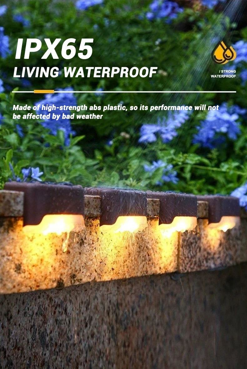 Warm White LED Solar Step Lights Outdoor Garden Path Stair Lights Waterproof Balcony Patio Fence ...