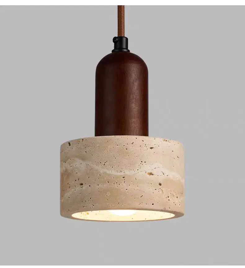 Japanese-Style Nordic Natural Yellow Cave Stone Retro Dining Room Bedroom Bedside Long Line Chandelier Yellow Cave Stone Lamp
