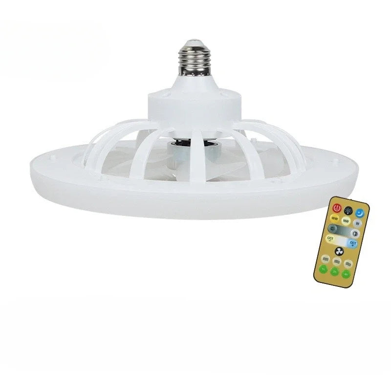 Smart 3-in-1 Ceiling Fan with Remote Control and 3-Speed E27 Lighting Base for Bedroom and Living...