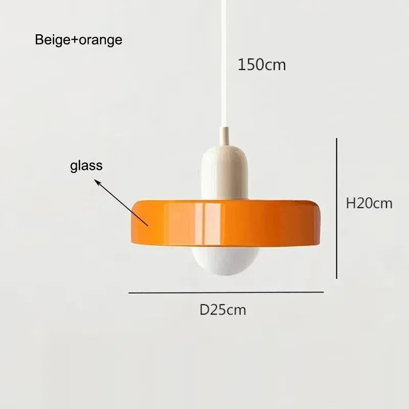 Nordic Retro E27 Colorful Ceiling Chandelier Orange Glass Pendant Lamp for Home Decor Dining Room Cafe Bar Counter Li...