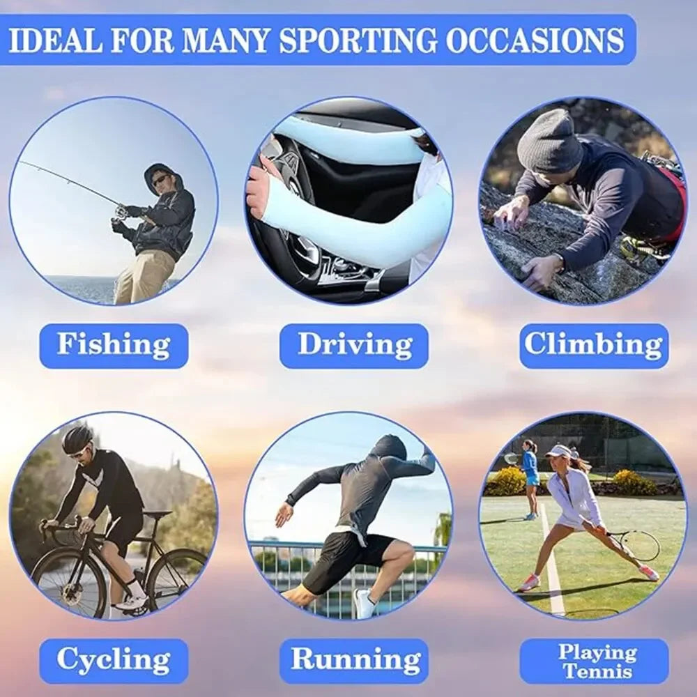 Cooling Protective Arm Sleeves with UV Shield for Men and Women - Arm Sleeve Holders for Sun Protection