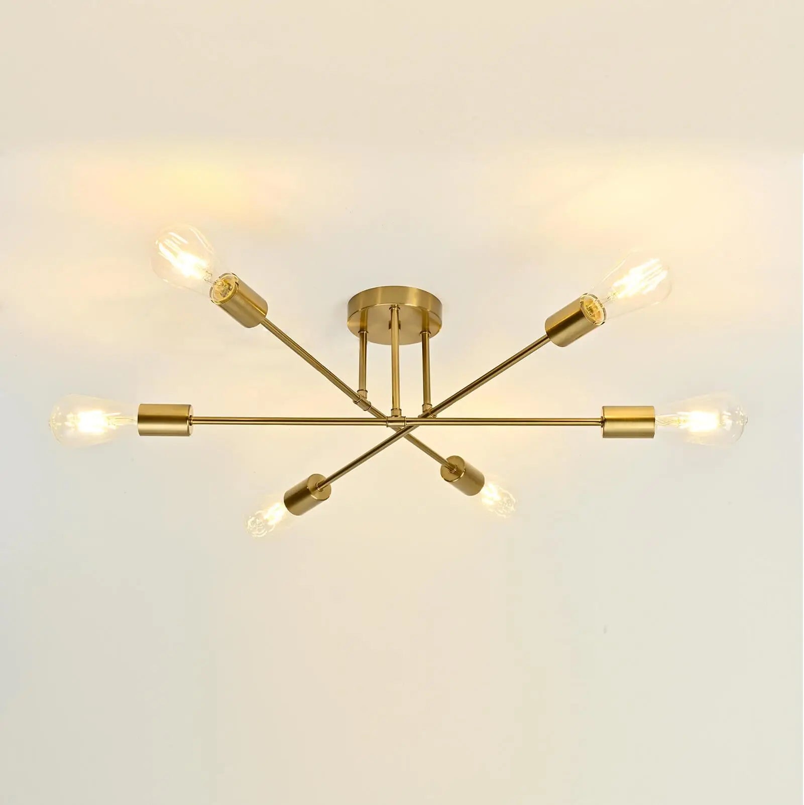 Dropshipping Modern Sputnik Chandelier Nordic Semi Flush Mount Ceiling Lamp Brushed Antique Gold Home Decor Lighting ...
