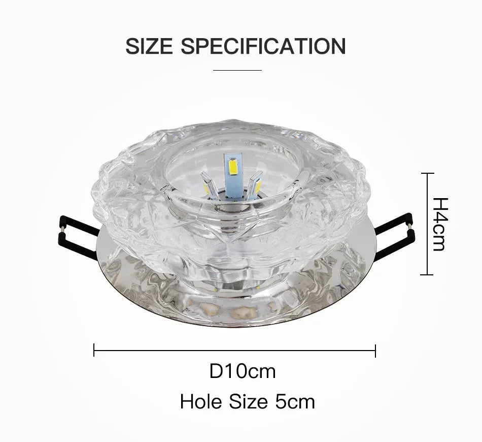 LED Crystal Lamp Embedded Ceiling Light for Home Living Room Corridor Decorative Ceiling Lamp Porch Balcony Indoor Lighting