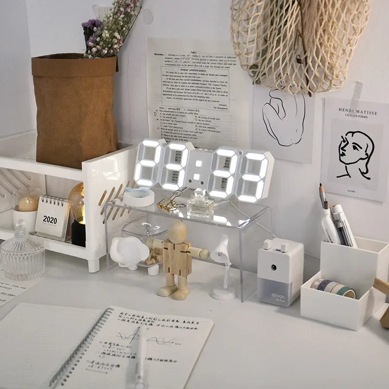 3D LED Digital Clock Wall Decoration Glow Night Mode Decoration for Home Adjustable Electronic Watch Clock Decor Clocks Garden